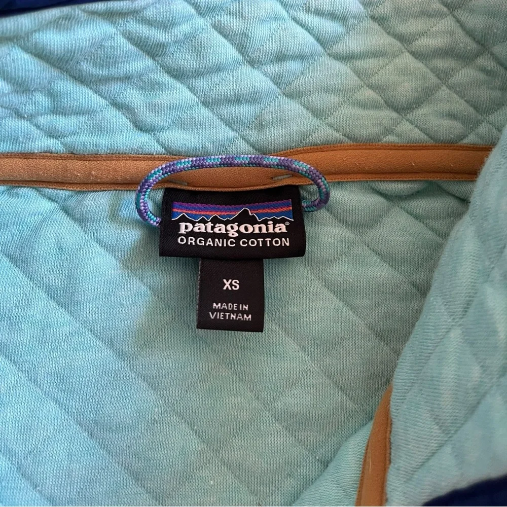 Patagonia Womens XS Organic Cotton Quilt Snap-T Pullover Light Blue‎ Jacket